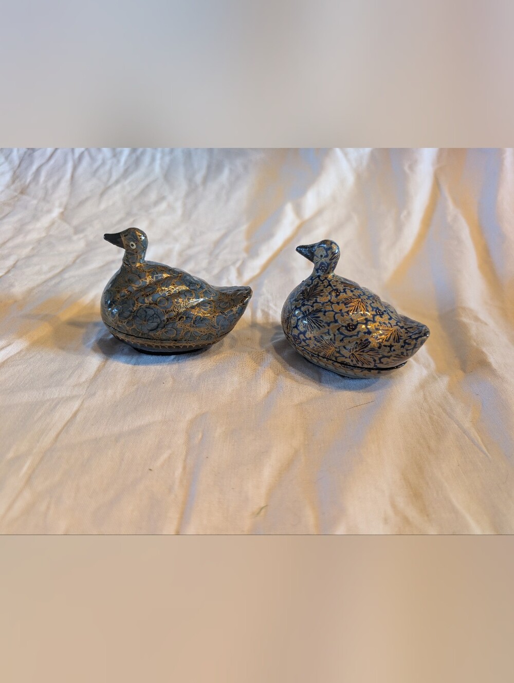 2/40$ Vintage Blue and Gold Duck Trinket Boxes